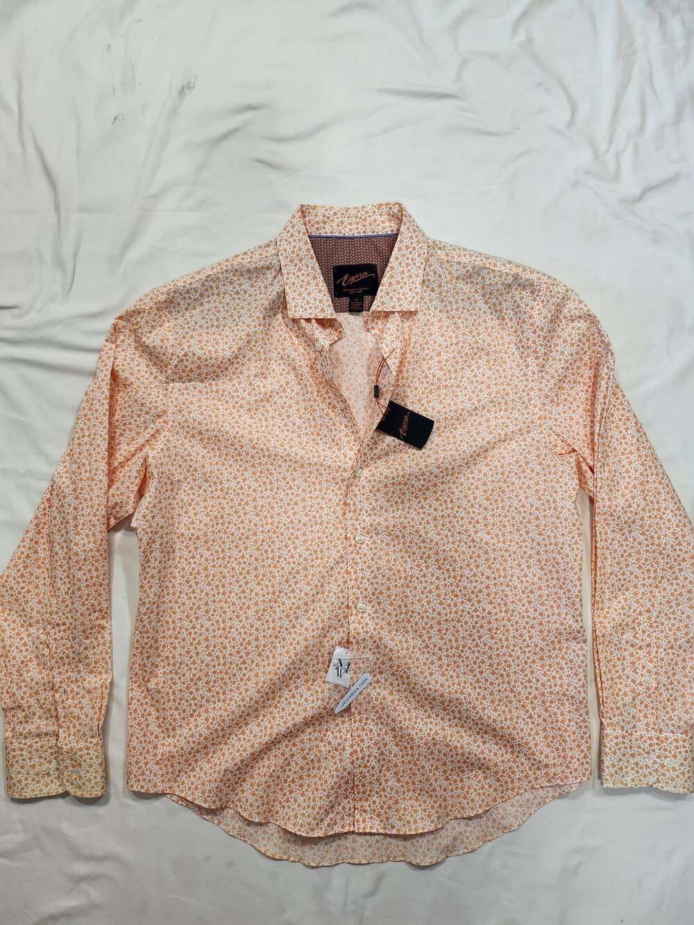 Egara Dress Shirt Size XL Orange Floral Long Sleeve